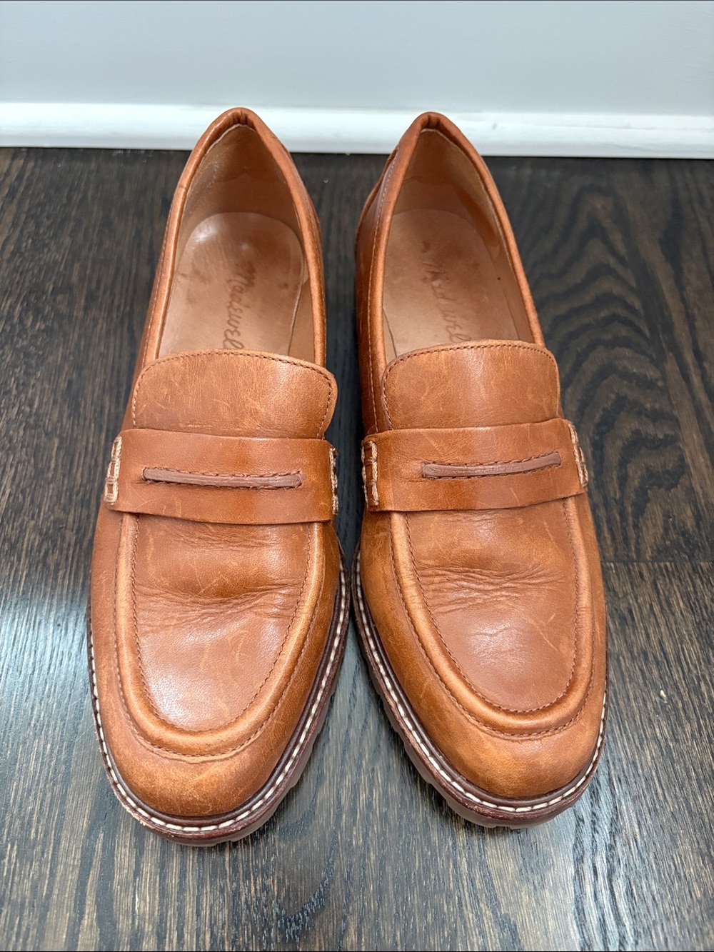 Madewell Women's Tan Leather Lug Sole Loafers